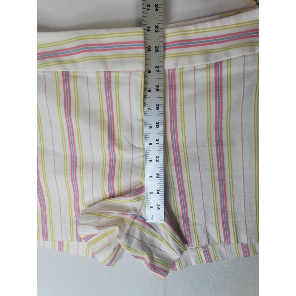 LOFT Striped Shorts Womens Size 10 White Pink Blue Yellow Cotton Stretch - Picture 9 of 9